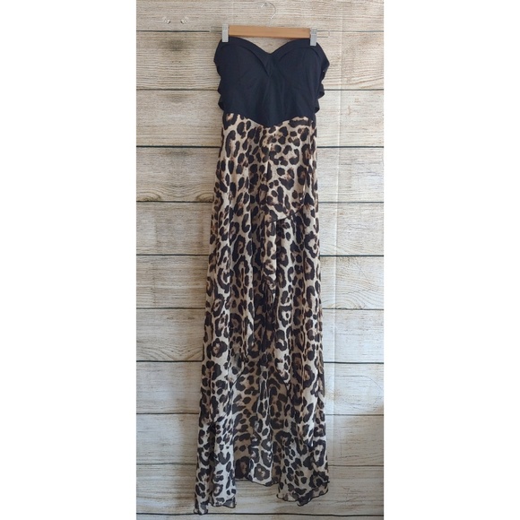 Foreign Exchange Dresses & Skirts - Foreign Exchange Cheetah Strapless  High Low Dress